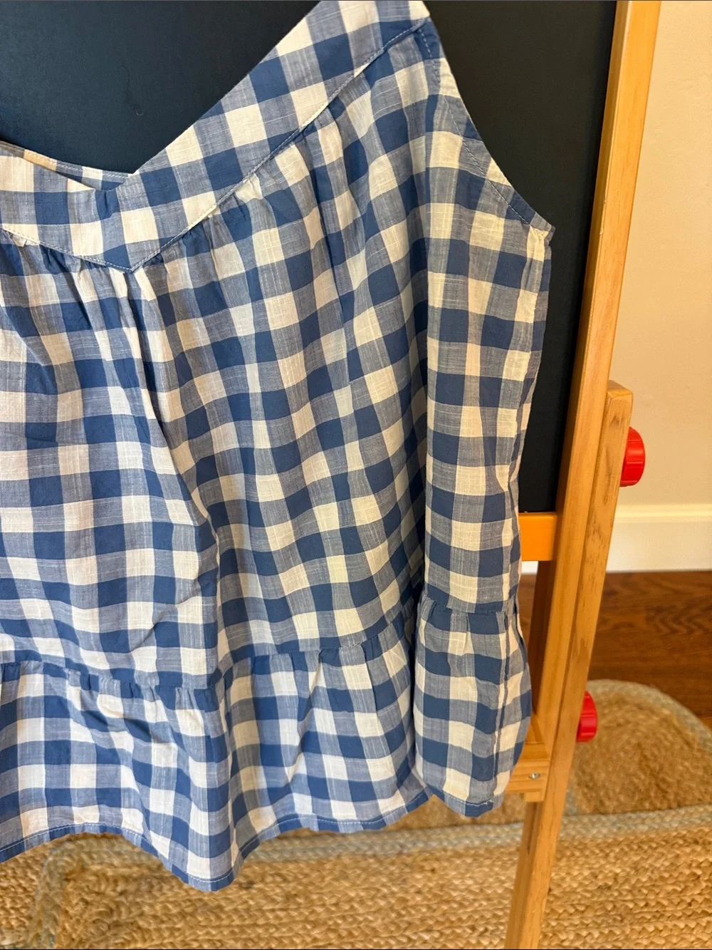 GAP Blue and White Gingham Ruffle Hem Cami